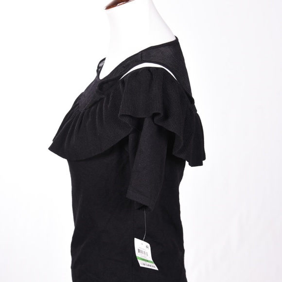 NEW INC Cold Shoulder Top Ruffled Neckline Large - Picture 8 of 8